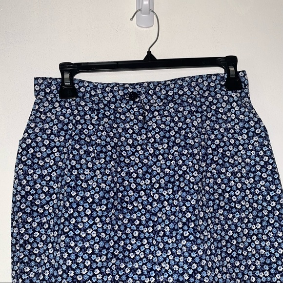 SAVION Women Pencil Skirt Floral Cotton Stretch Blue Pockets Back Closure Size 2 - Picture 6 of 6